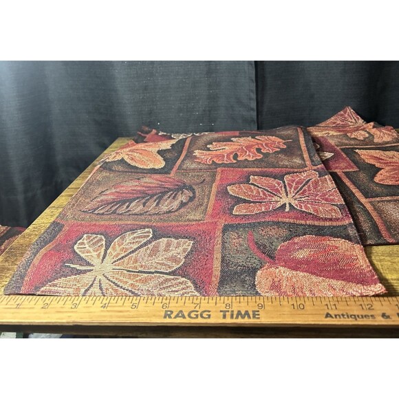 Fall Leaves Placemats Set of 4 & Table Runner Tapestry Reds Oranges Autumn Color - Picture 7 of 9